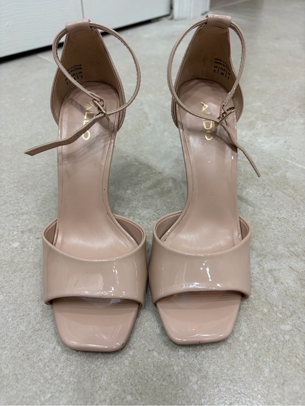 ALDO Blush Patent Ankle-Strap Heels